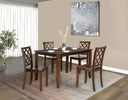 Transitional Style 5pc Dining Table Set 1x Table & 4x Chairs Rectangle Dining Table Diamond Pattern Chairs Back Dark Cherry Finish
