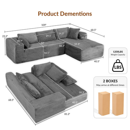 COMHOMA Cloud Sectional Couch-B10-WMT