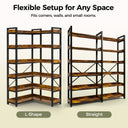 COMHOMA 5-Tier/6-Tier Corner Bookshelf, L-Shaped Metal Frame Shelf with Tall 14" Shelves HBOK1