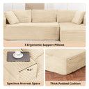 COMHOMA Modular Sectional Couch with L/R-Shape Chaise, Corduroy Upholstery & No Assembly Required B10
