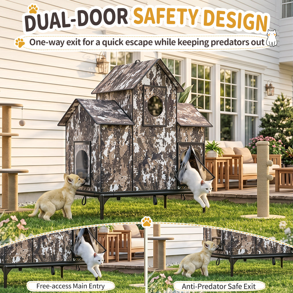 LUCKLIFE® Extra Large Heated Cat House for Outside, 100% Weatherproof, 27.9"W x 16.5"D x 32.7"H, PET07