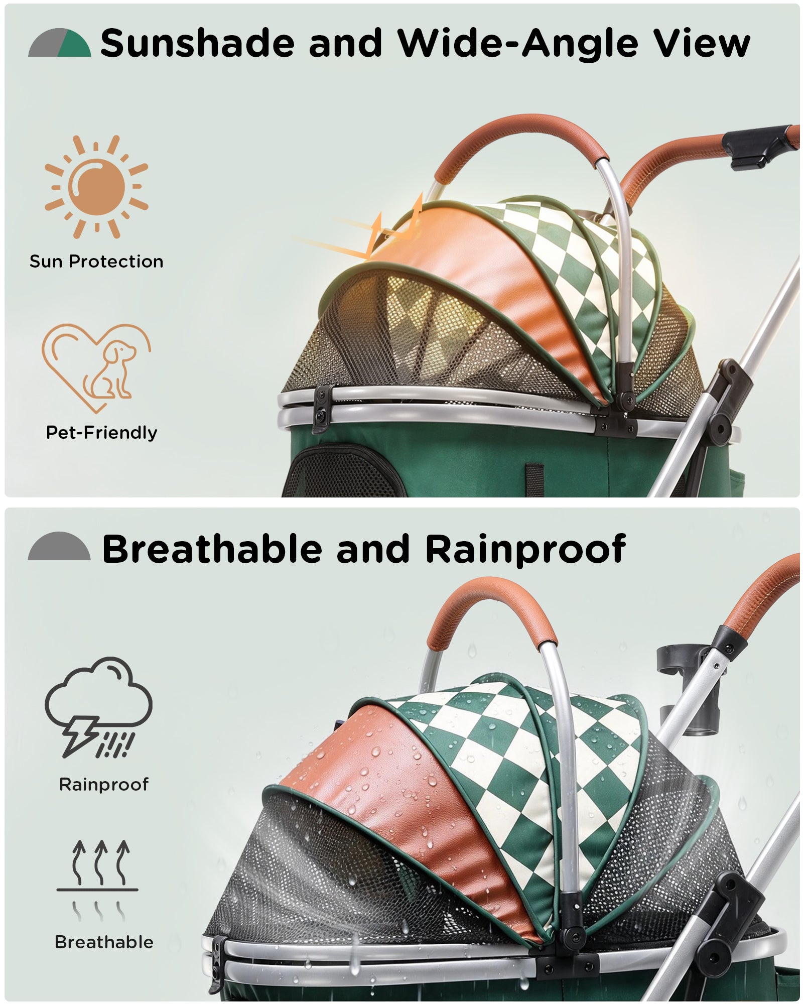 COMHOMA 3-in-1 Foldable Pet Stroller for Small Dogs & Cats Up to 45 lbs with Storage Basket and Cup Holder, PET-CART01