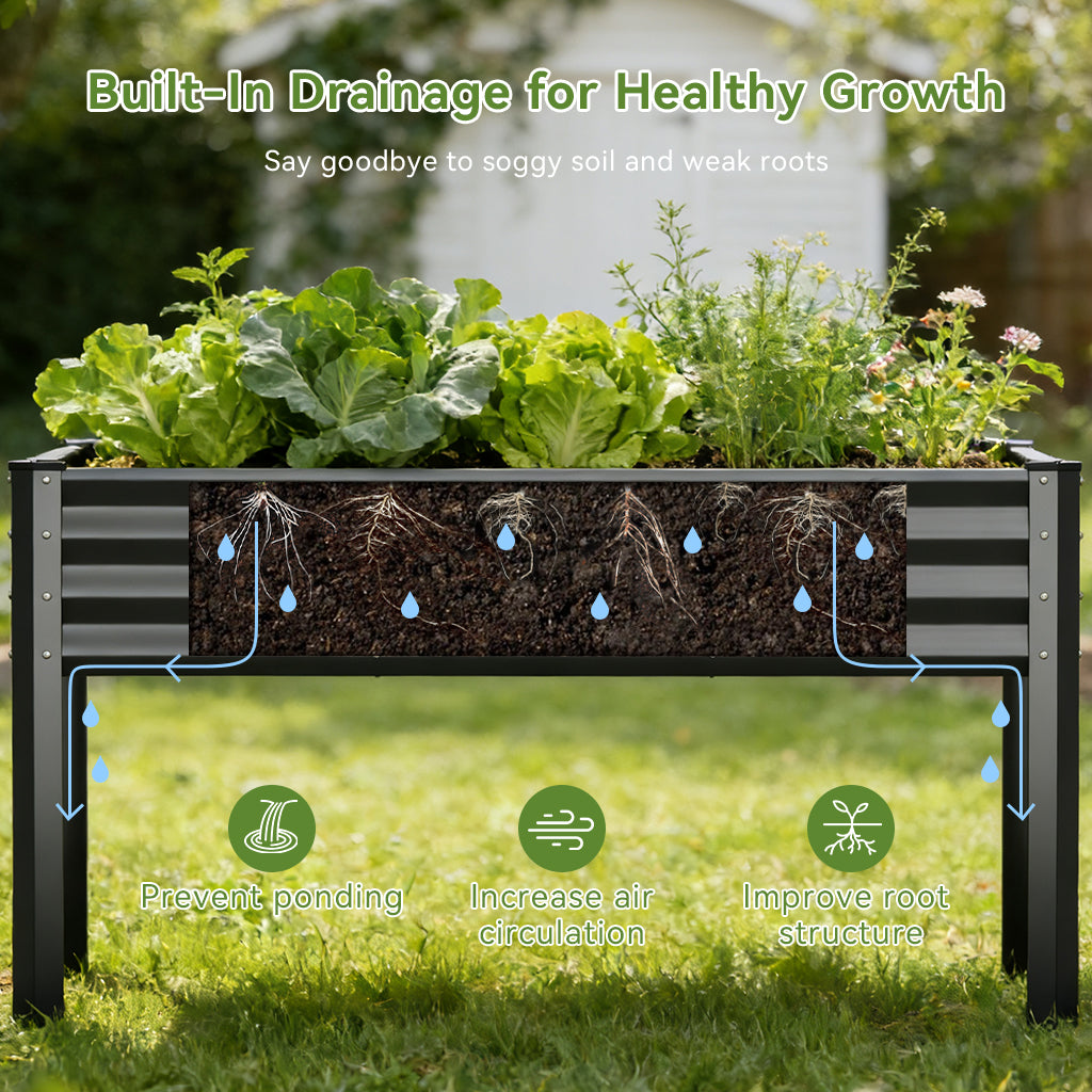 Metal Raised Garden Bed with Gloves Tools OT-GD02