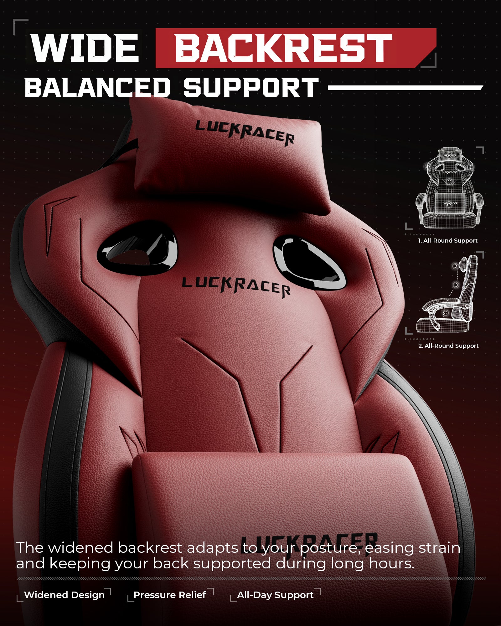 LUCKRACER Big and Tall Gaming Chair 350lbs with Footrest LR408