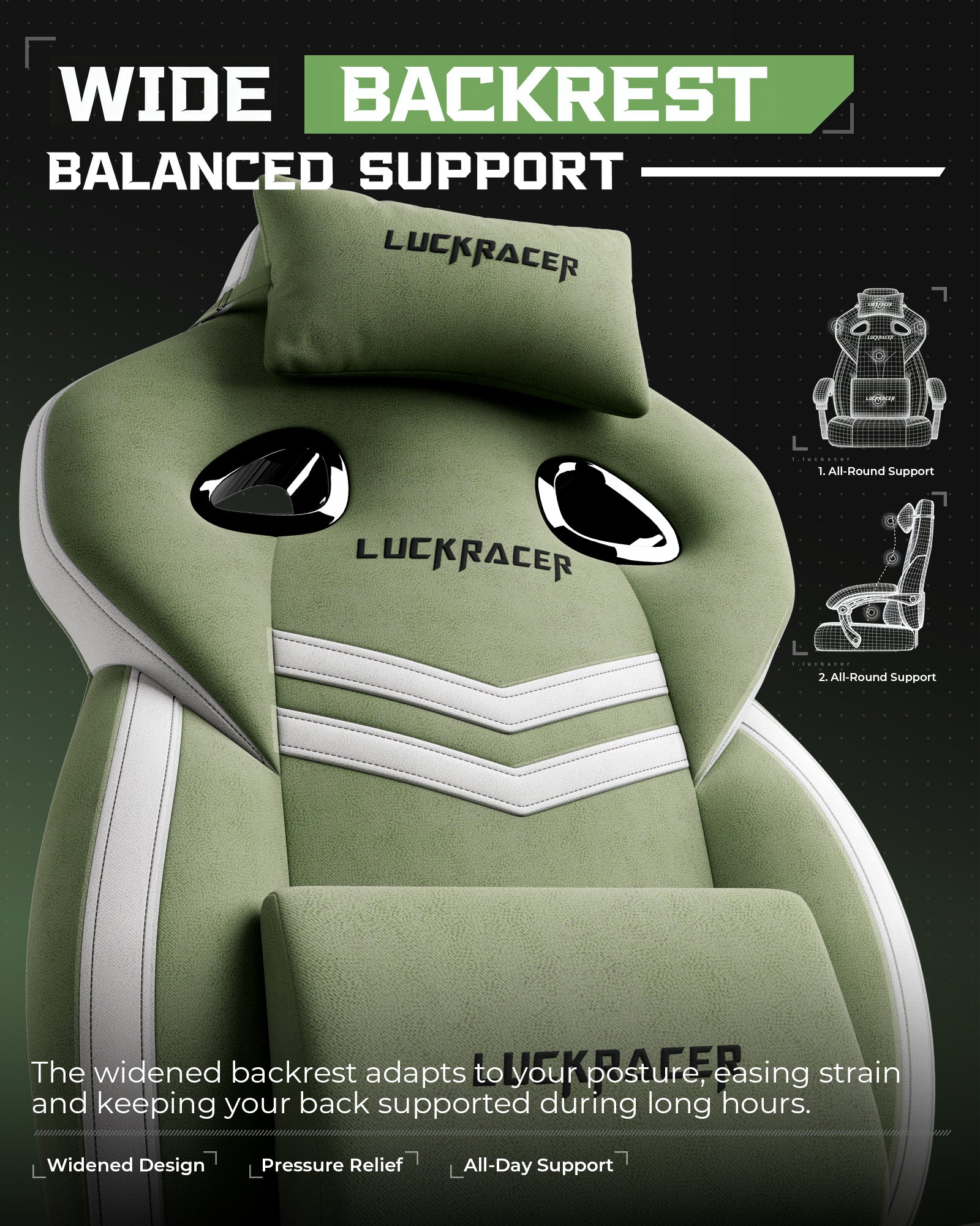 LUCKRACER Big and Tall Gaming Chair 350lbs with Footrest LR408