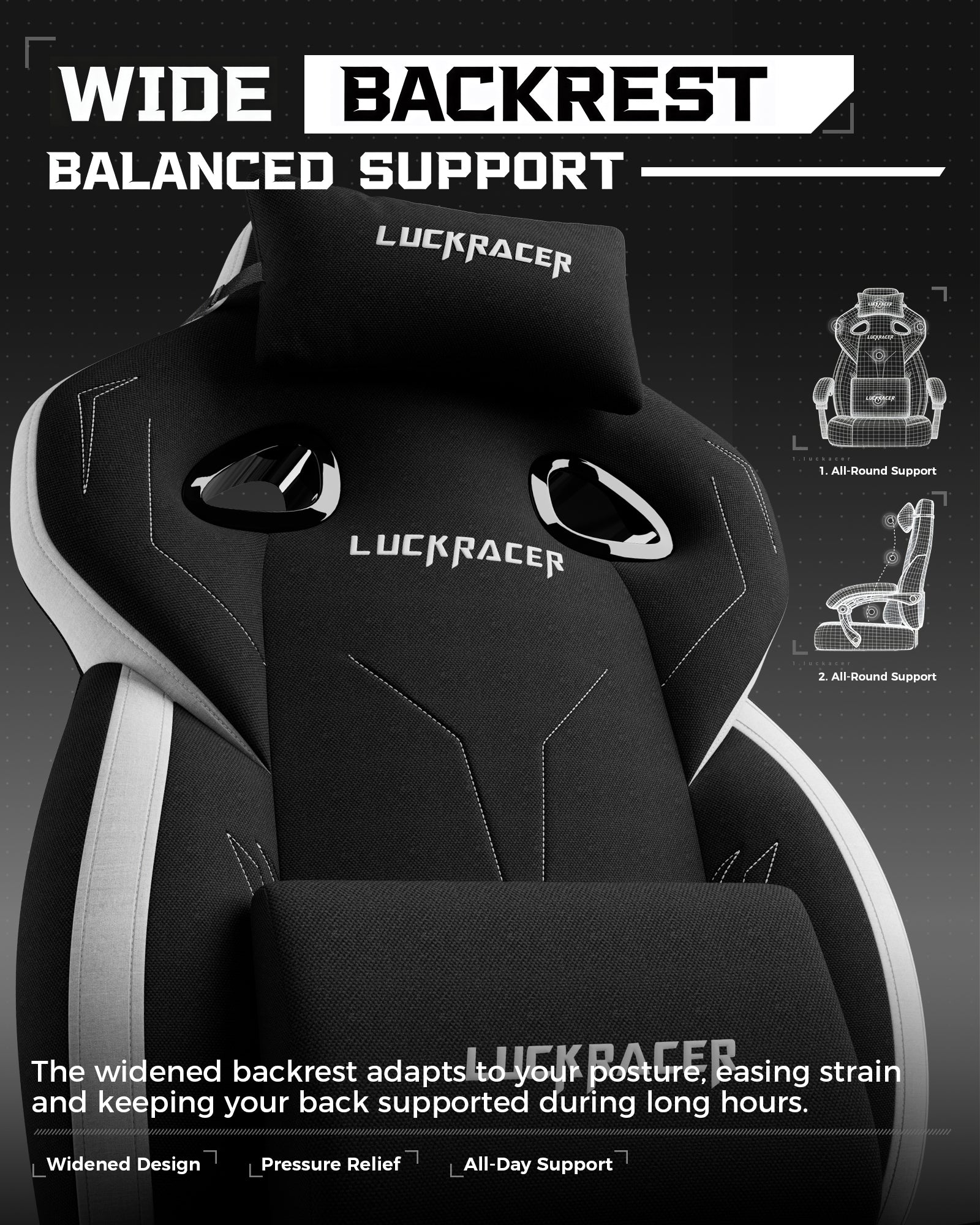 LUCKRACER Big and Tall Gaming Chair 350lbs with Footrest LR408
