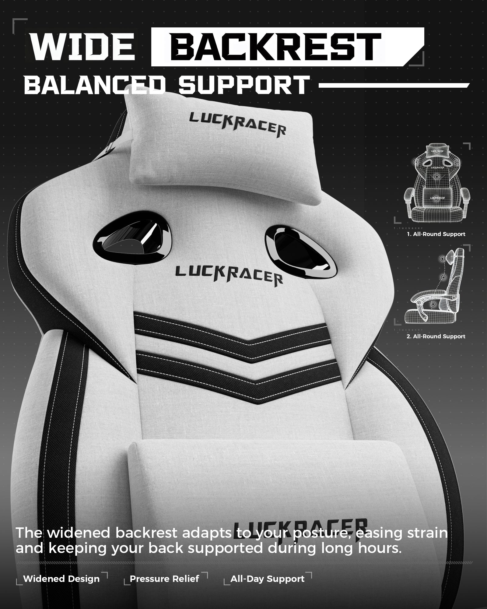 LUCKRACER Big and Tall Gaming Chair 350lbs with Footrest LR408