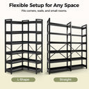COMHOMA 5-Tier/6-Tier Corner Bookshelf, L-Shaped Metal Frame Shelf with Tall 14" Shelves HBOK1