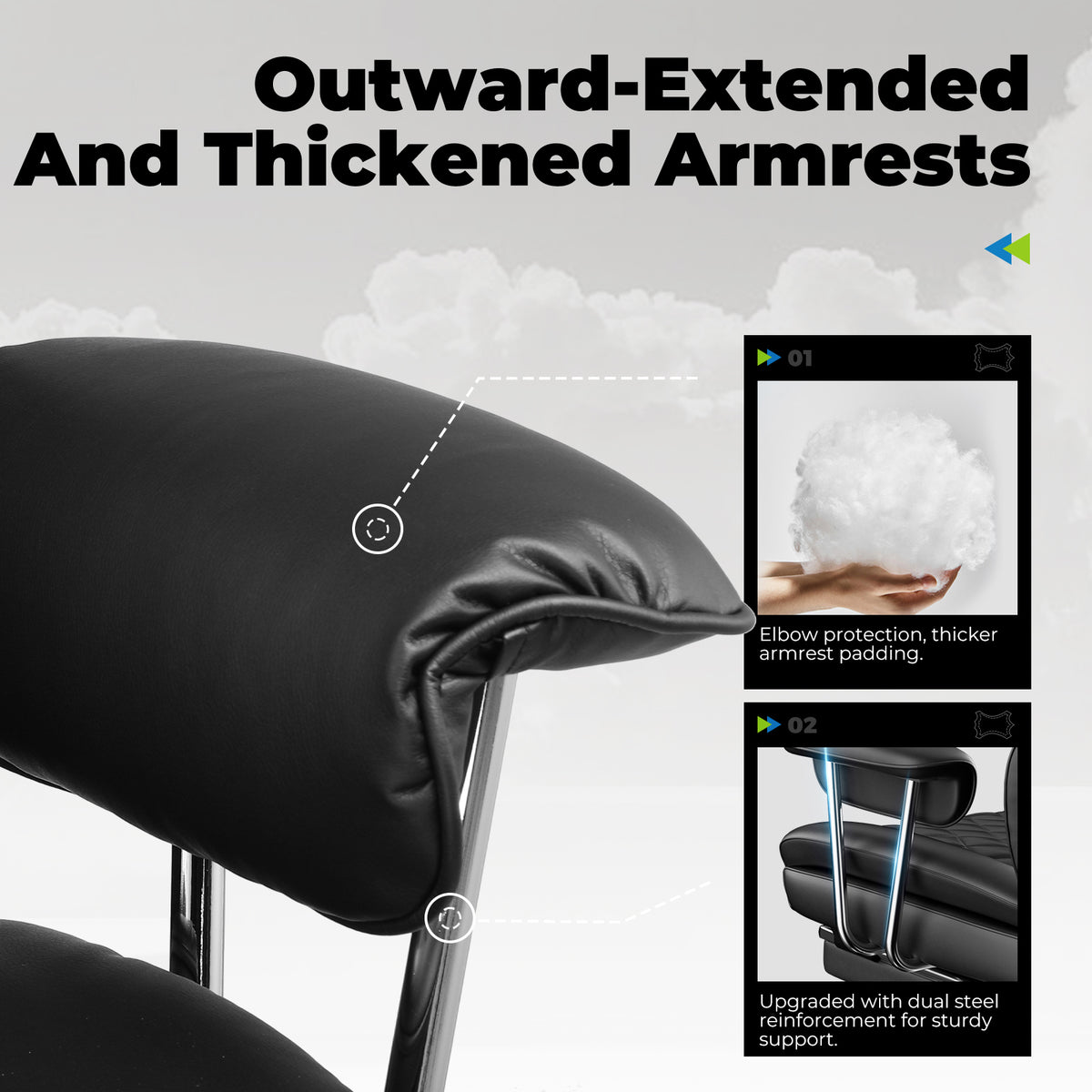 COMHOMA® Big and Tall Ergonomic Office Chair with Linkage Armrest & Wide Seat