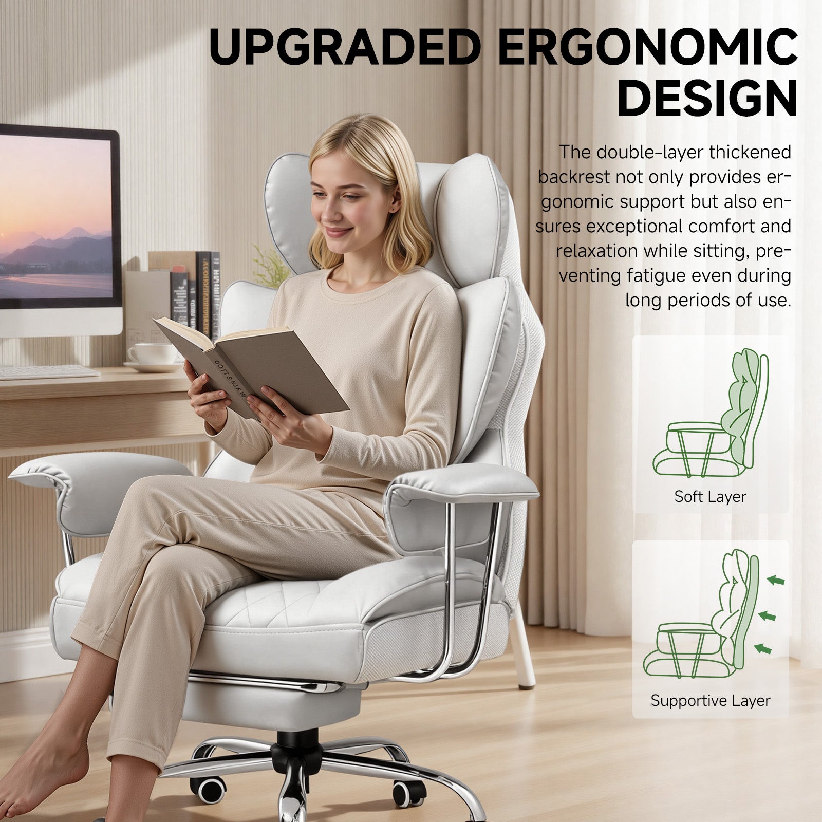 COMHOMA Colorful Big and Tall Office Chair with Lumbar Support & Adjustable Footrest GT205
