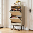 Shoe Storage Cabinet with 2 Flip Drawers & Charging Station