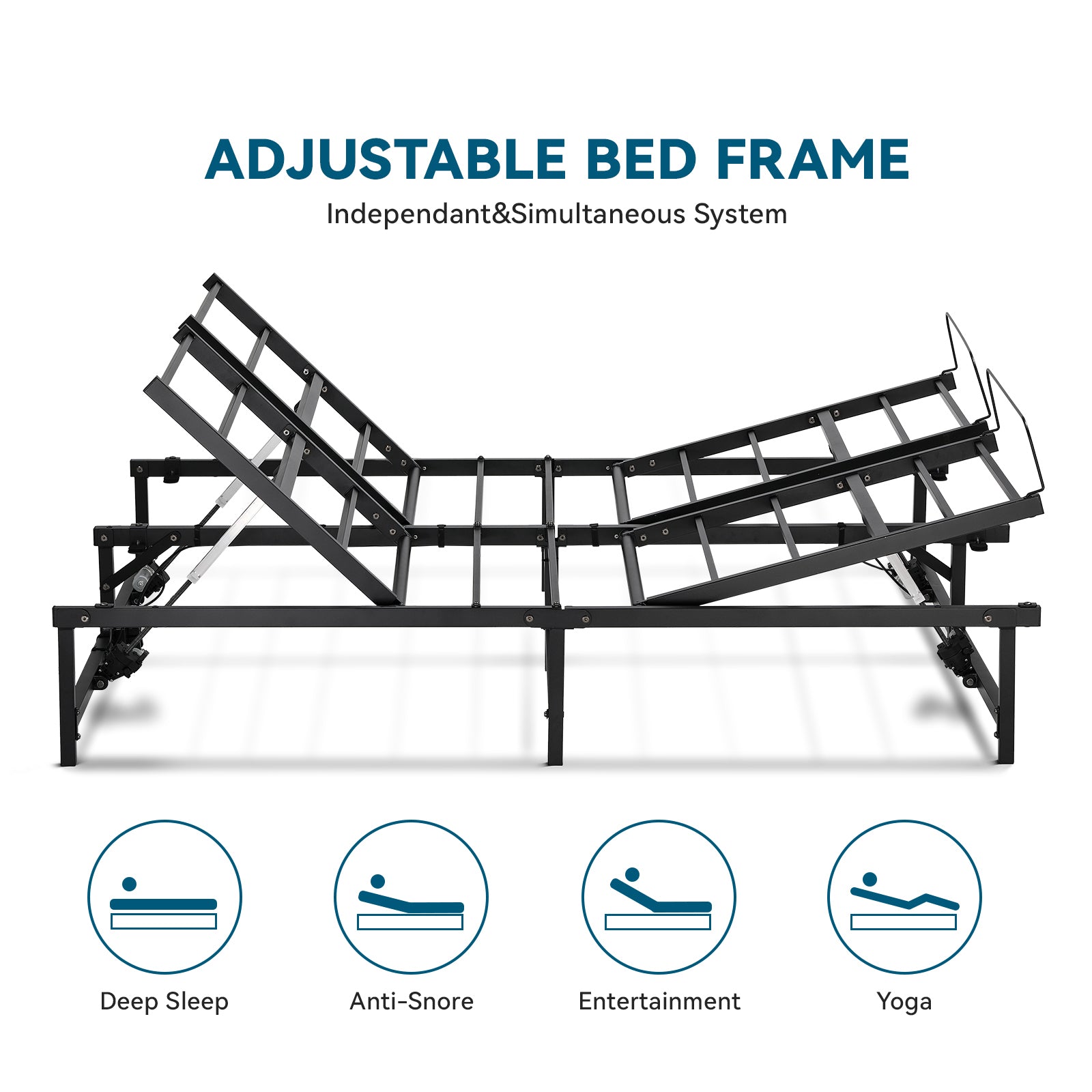 COMHOMA Adjustable Bed Frame with Independent Head and Foot Incline B102