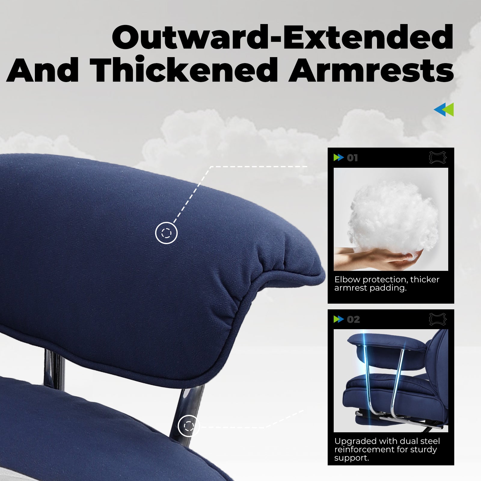 COMHOMA Big and Tall Office Chair with Lumbar Support & Adjustable Footrest GT205