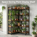 COMHOMA 5-Tier/6-Tier Corner Bookshelf, L-Shaped Metal Frame Shelf with Tall 14" Shelves HBOK1