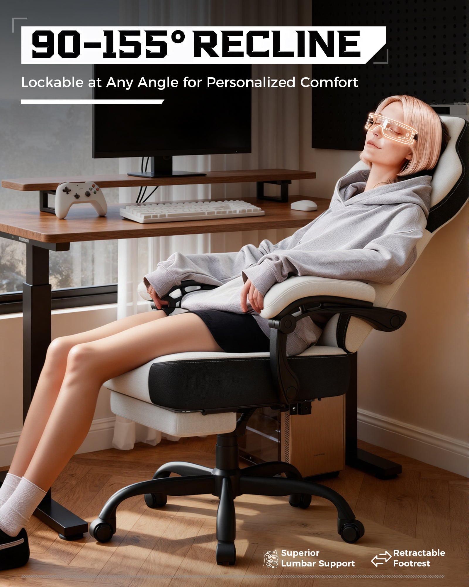 LUCKRACER Big and Tall Gaming Chair 350lbs with Footrest LR408