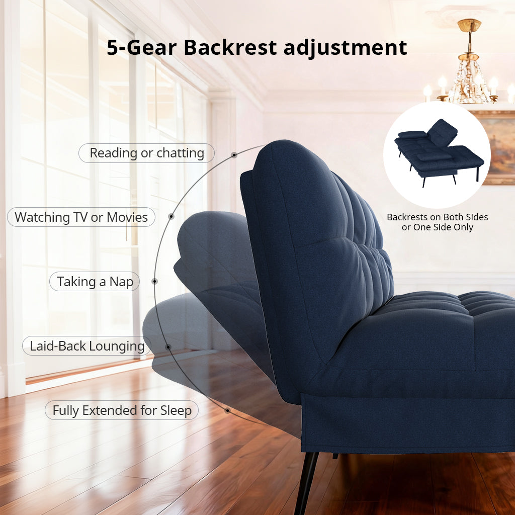 COMHOMA® 72“ Convertible Futon Sofa Bed with Adjustable Backrest B001