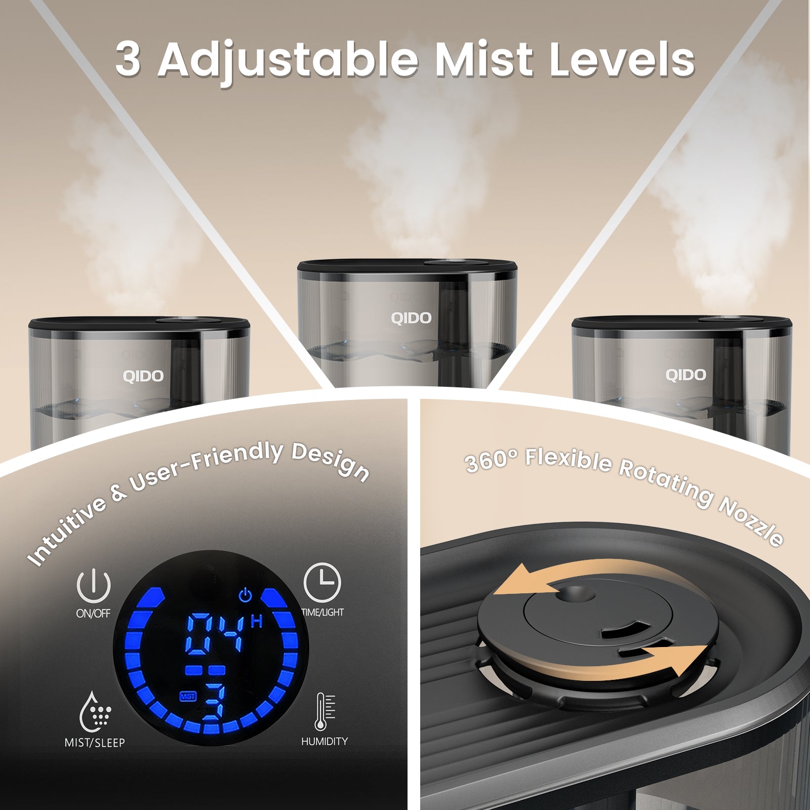 LUCKLIFE Smart Humidifiers for Bedroom,5L Top Fill Cool Mist & 36H Runtime Ultrasonic Humidifier,Quiet 28dB Essential Oil Diffuser for Baby & Plants, EH02