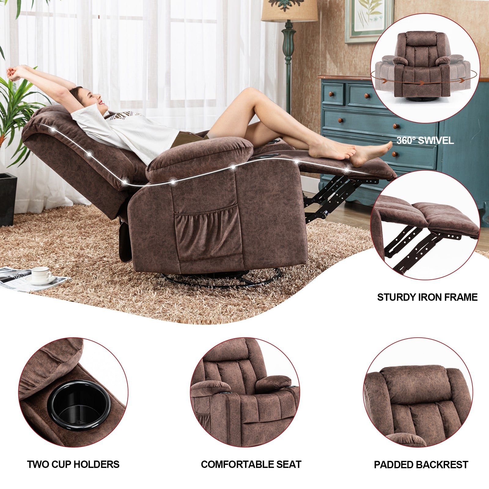 COMHOMA Massage Swivel Recliner H1148