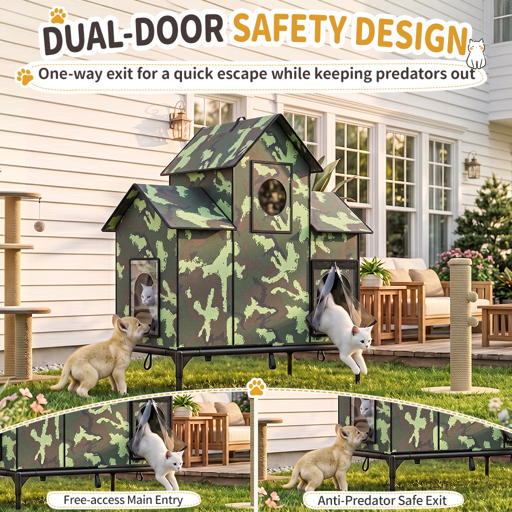LUCKLIFE® Extra Large Heated Cat House for Outside, 100% Weatherproof, 27.9"W x 16.5"D x 32.7"H, PET07