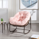 Outdoor Rattan Rocking Chair,Padded Cushion Rocker Recliner Chair Outdoor for Front Porch, Living Room, Patio, Garden, 
Pink