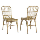 Outdoor PE Wicker Patio Dining Chairs Set of 2 with Durable Iron Frame and Natural Rattan Weave