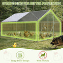 COMHOMA Large Metal Chicken Coop with Waterproof Roof & Lockable Door OT-GD06