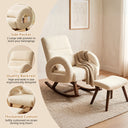 COMHOMA Teddy Fabric Rocking Chair Nursery with Ottoman & Lumber Pillow H007