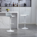Bar Stools Set of 2 – Modern PU Leather Counter Height Barstools with Back, Height Adjustable Swivel Kitchen Island Chairs, Armless, Large Base-White