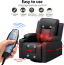 COMHOMA PU Massage Recliner with Swivel, Heat & Cup Holders H7134