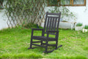Oversized Rocking Chair with Wood-Texture, Outdoor Rocking Chair for Adults, All Weather Resistant Porch Rocker for Lawn Garden, Black