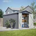 8 x 12 FT Outdoor Storage Shed, Large Metal Tool Storage with Aluminium Frame and Lockable Doors, Storage for Backyard Garden Patio Lawn, Grey