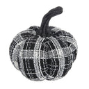 7x7x7' Fabric Light Black White Plaid Pumpkin, for Holiday Halloween Decor
