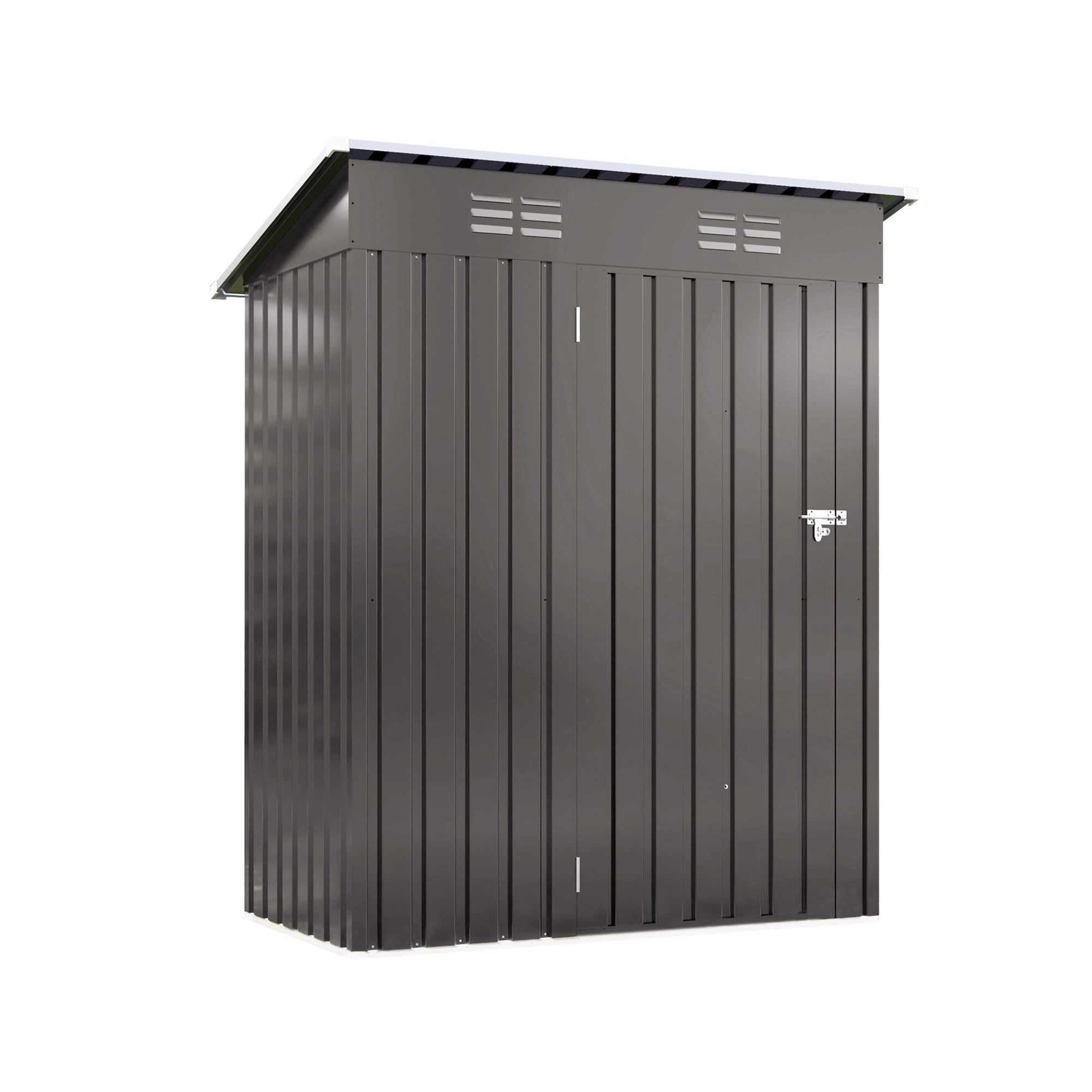 5x3 FT Durable Metal Shed Outdoor Storage Shed with Pitched Roof and Lockable Door, Gray