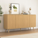 Sideboard Buffet Cabinet with Storage, Long Sideboard Storage Cabinet with 4 Doors, Wood Credenza Console Coffee Bar Cabinets with Adjustable Shelves for Living Room Kitchen Dining Room Natural