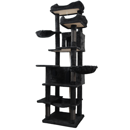 68 inch Multi-Level Cat Tree with Hammocks, Hanging Basket, Scratching Posts - Perfect for Multiple Cats