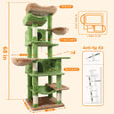 68 inch Multi-Level Cat Tree with Hammocks, Hanging Basket, Scratching Posts - Perfect for Multiple Cats
