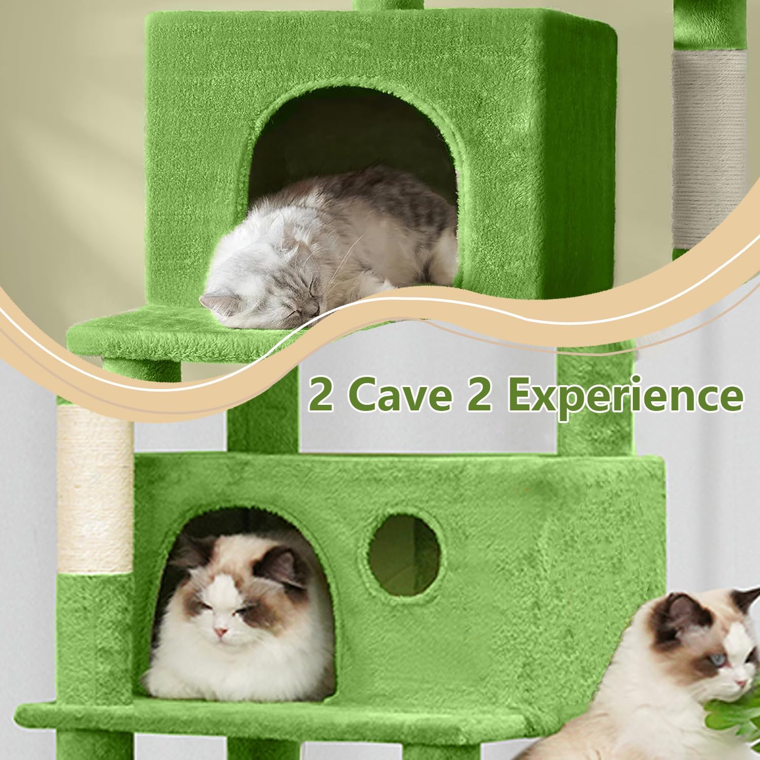 68 inch Multi-Level Cat Tree with Hammocks, Hanging Basket, Scratching Posts - Perfect for Multiple Cats