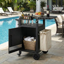 K&K 33.9' Outdoor Grill Cart with Drop Leaf, Outdoor Metal Bar Cart Pizza Oven Table with Wheels, Stainless Steel Top, Outdoor Kitchen Island with Storage Cabinet & Spice & Paper Rack for BBQ, Waterpr