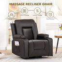 COMHOMA PU Massage Recliner with Swivel, Heat & Cup Holders H7134