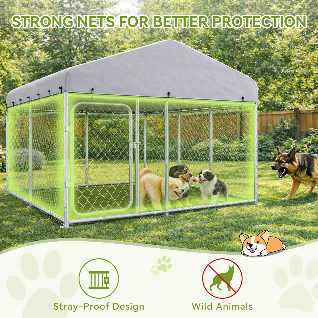 [SUMMER CLEARANCE] 7.5'x7.5'/11'*15' COMHOMA® Outdoor Dog Kennel with All Weather Resistant Roof OT-GD05-2