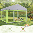 [SUMMER CLEARANCE] 7.5'x7.5'/11'*15' COMHOMA® Outdoor Dog Kennel with All Weather Resistant Roof OT-GD05-2