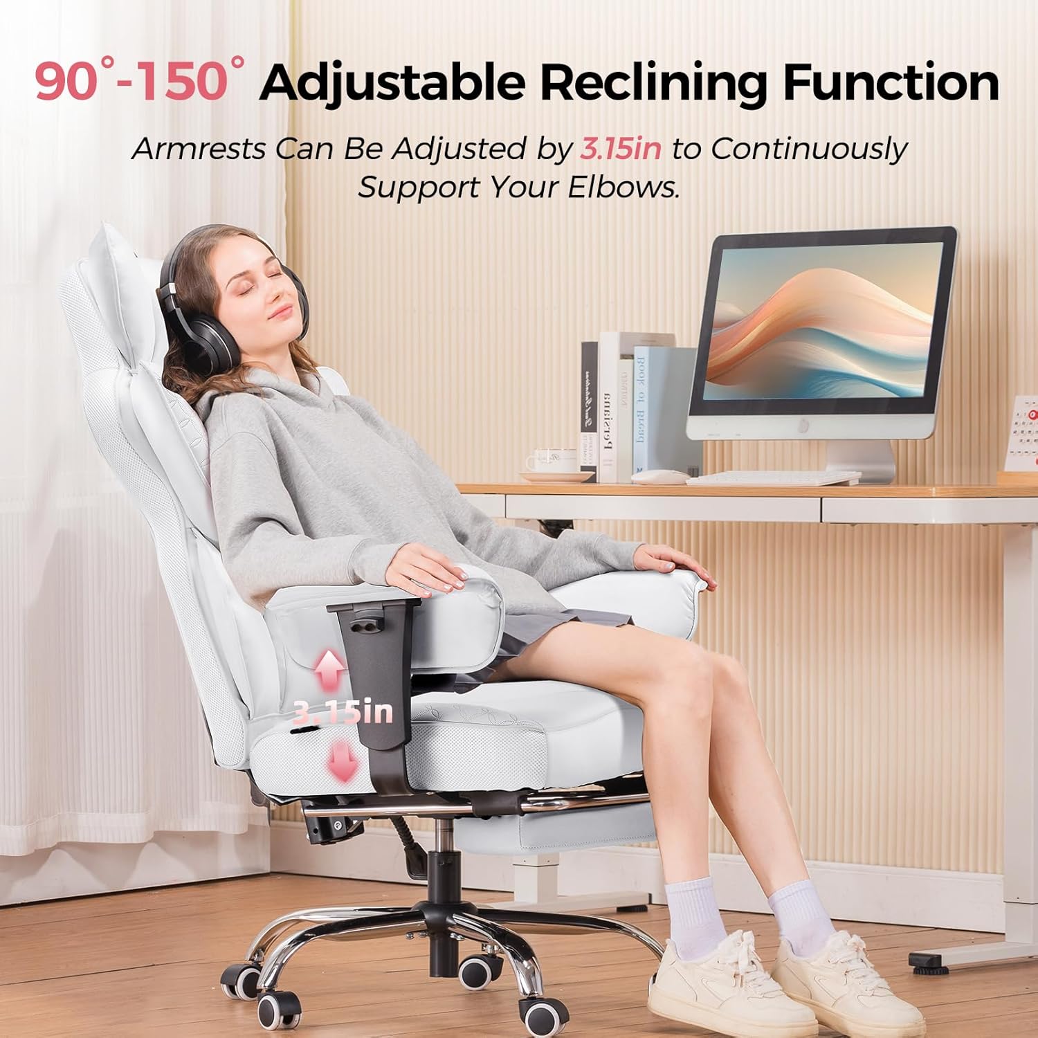 COMHOMA Upgraded Big and Tall Office Chair 400LBS with Adjustable Armrest CH510/CH511