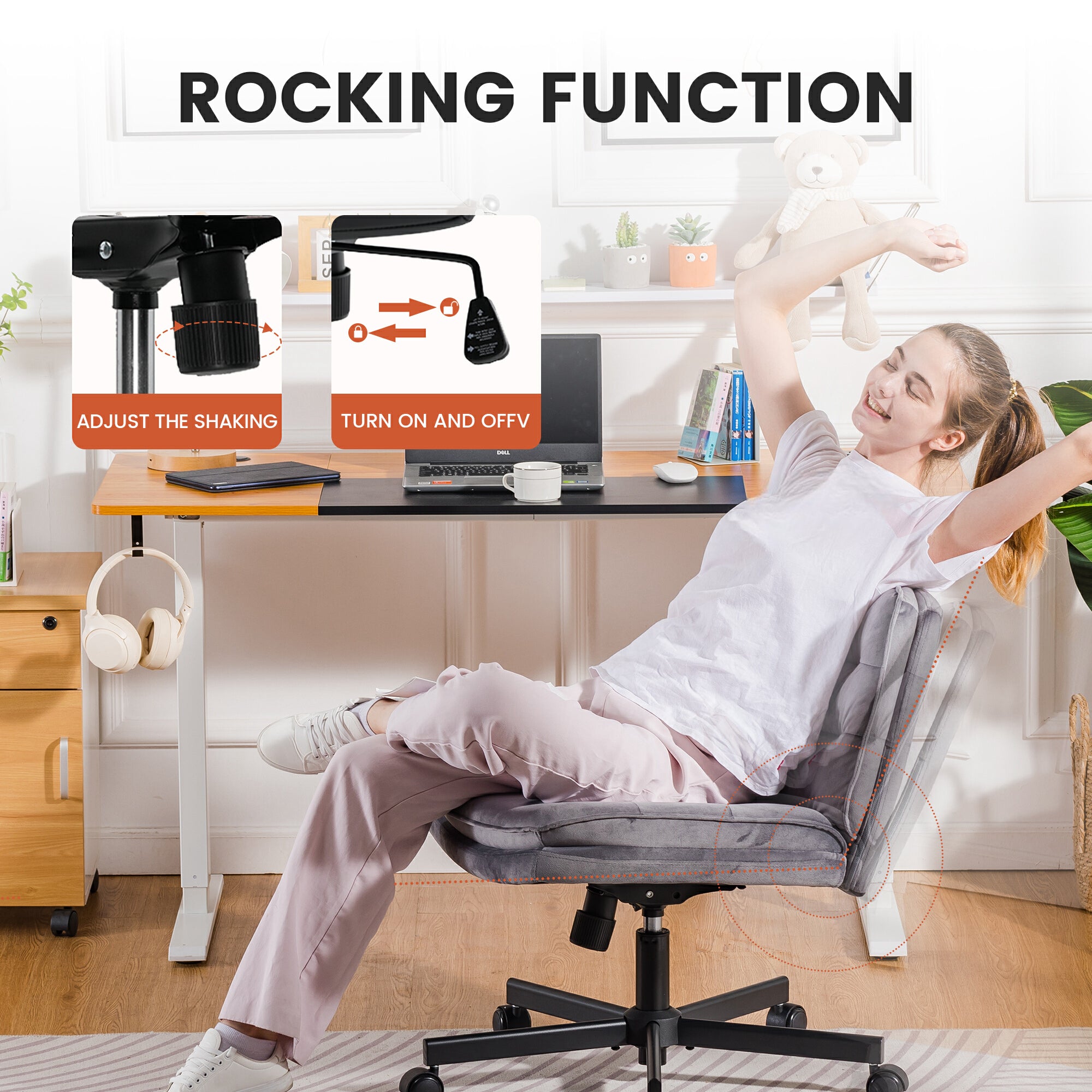 COMHOMA Armless Adjustable Criss Cross Vanity Computer Chair CH310