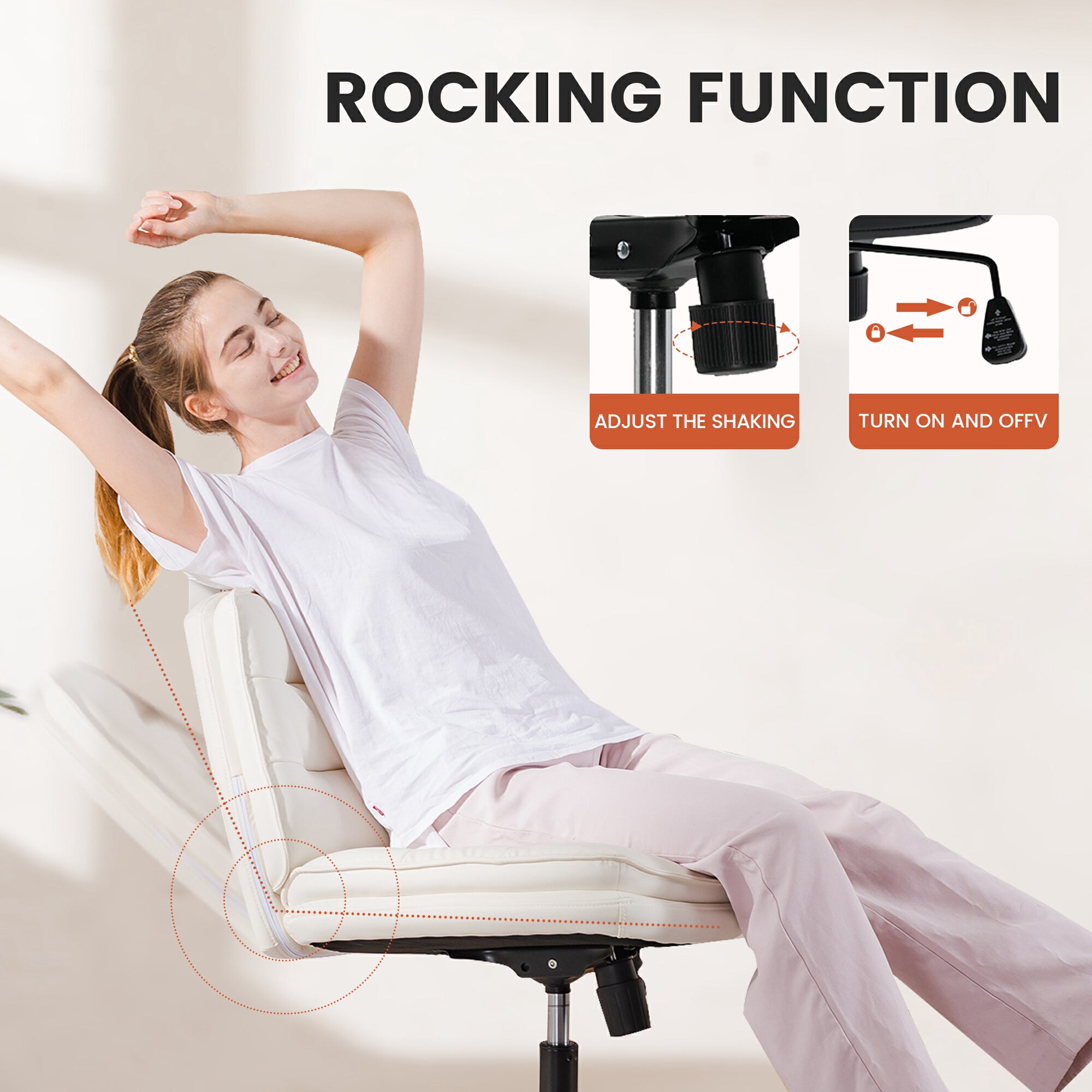 COMHOMA Armless Adjustable Criss Cross Vanity Computer Chair CH310