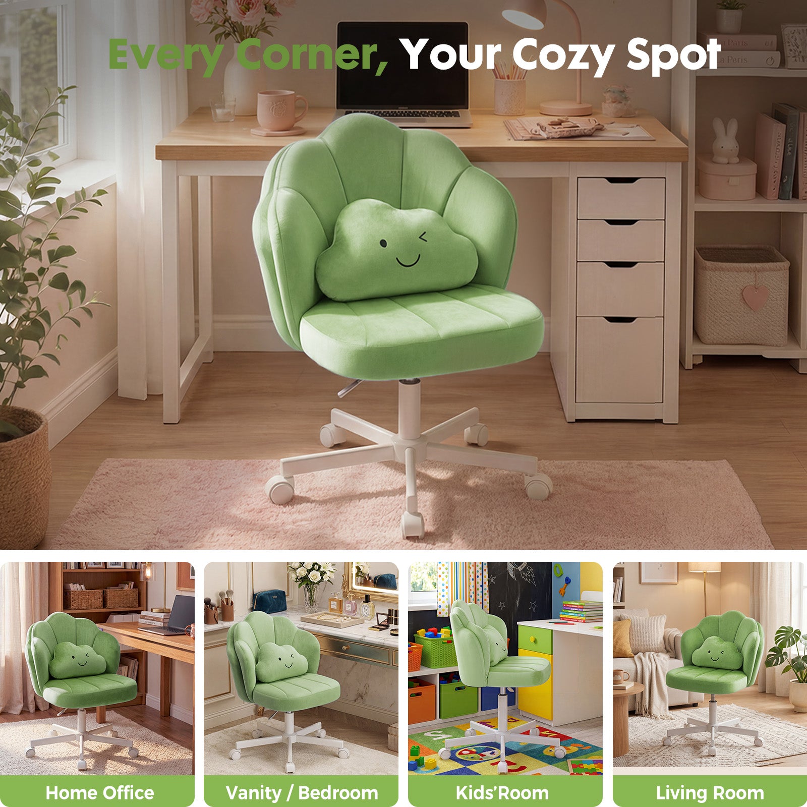 COMHOMA Petal Cute Vanity Chair, Height Adjustable CH718
