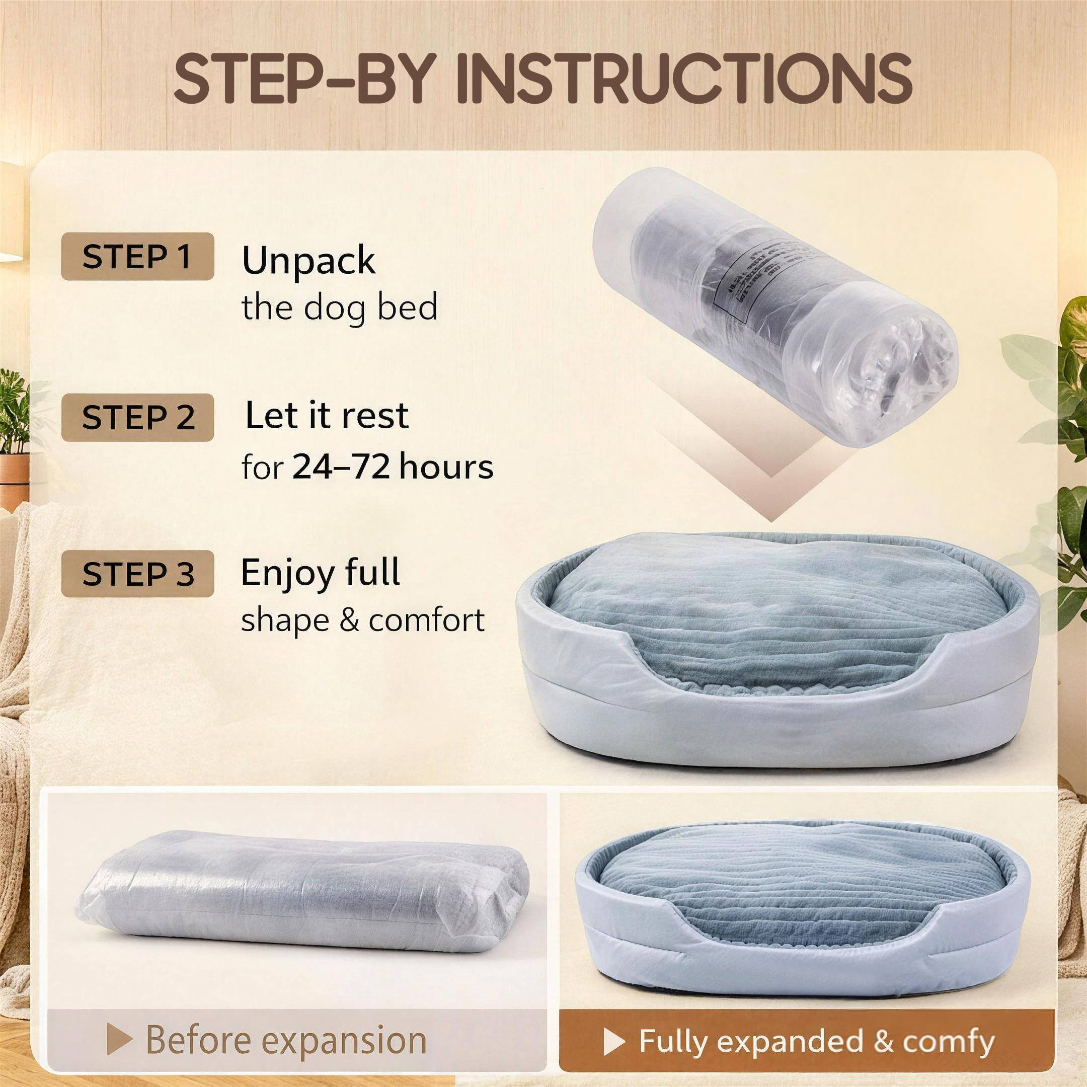 Comhoma Dog & Cat Bed DX-QC-DH, Washable Granular Sponge Cuddler Pet Bed Non-Slip Bottom Nest Bed for Small Medium Large Dogs and Cats