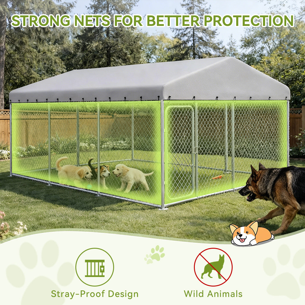 [SUMMER CLEARANCE] 7.5'x7.5'/11'*15' COMHOMA® Outdoor Dog Kennel with All Weather Resistant Roof OT-GD05-2