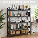 COMHOMA 5-Tier/6-Tier Corner Bookshelf, L-Shaped Metal Frame Shelf with Tall 14" Shelves HBOK1