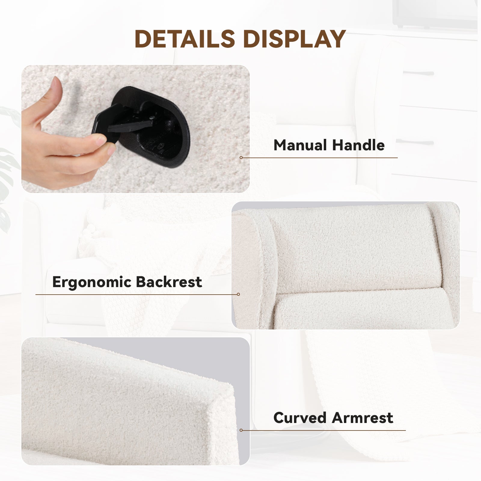 COMHOMA Manual Textile 360° Swivel Manual Rocker Recliner H7030