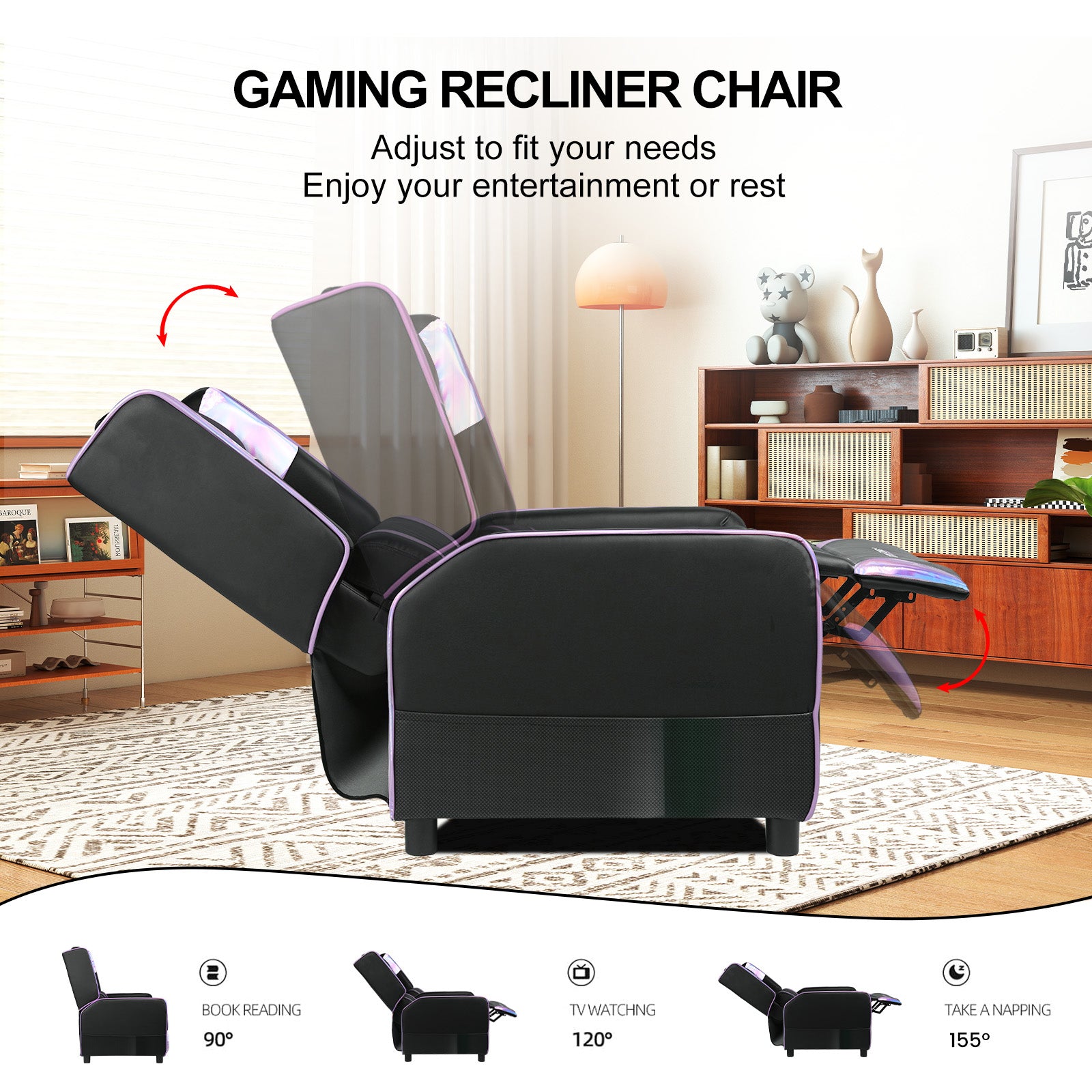 GTPLAYER® Gaming Massage Recliner with Bluetooth Speakers GT208M